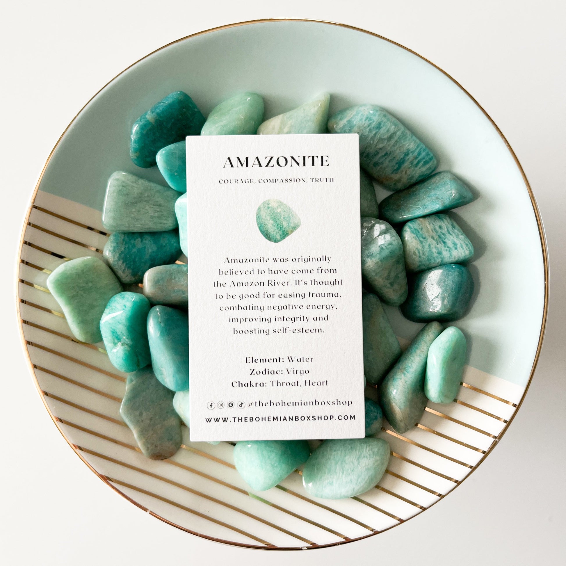 Amazonite Tumbled Stone with complementary keepsake information card