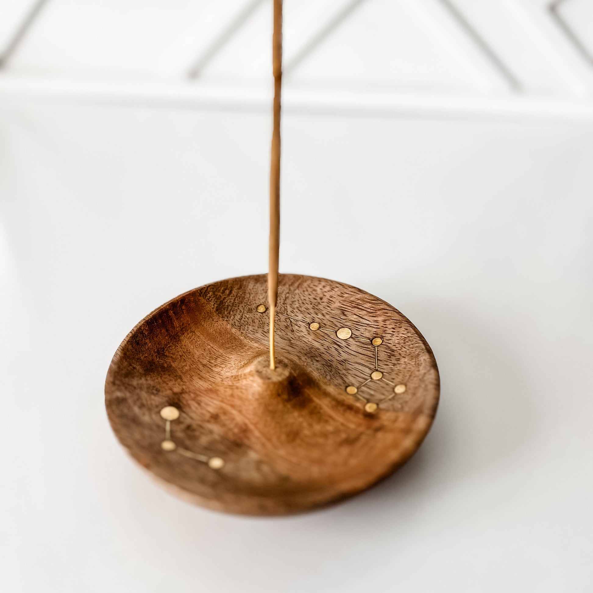 Celestial Round Incense Holder - Wood, Brass