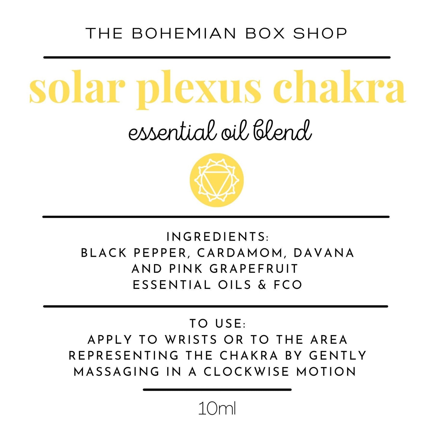 Solar plexus chakra essential oil blend ingredients and directions for use 