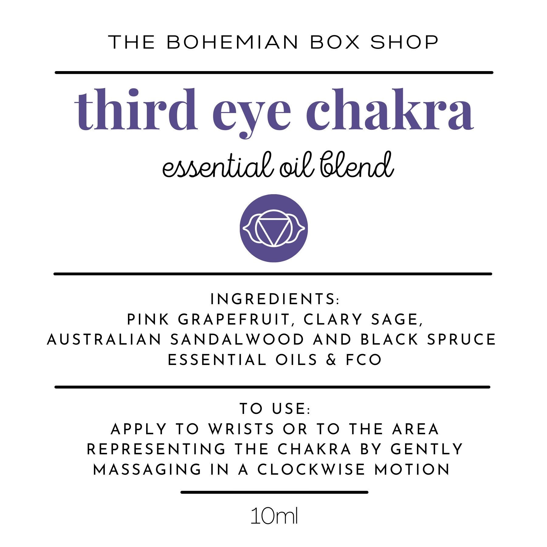 Third eye chakra essential oil blend ingredients and directions for use 