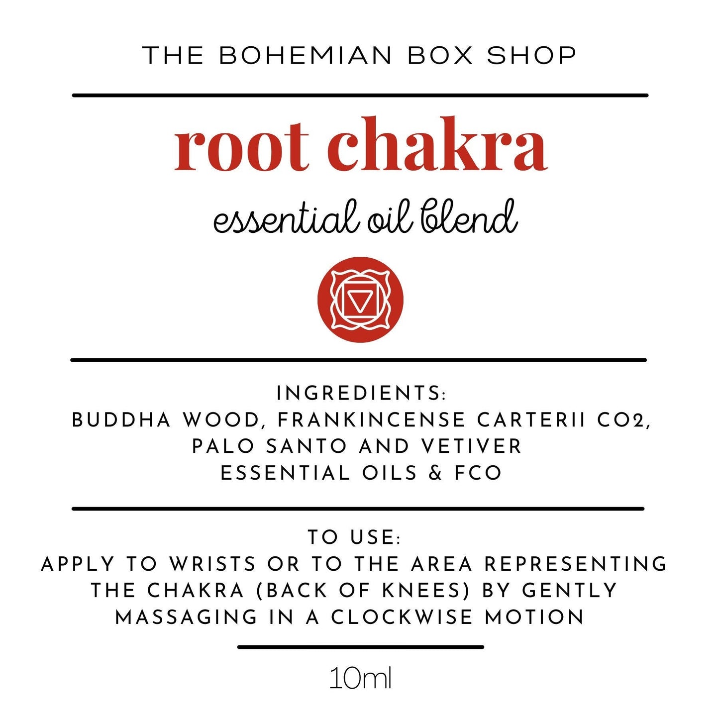 Root chakra essential oil blend ingredients and directions for use 